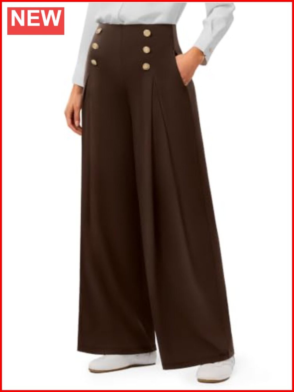 High Waist Wide Leg Stretch Work Pants 30" Inseam Trousers